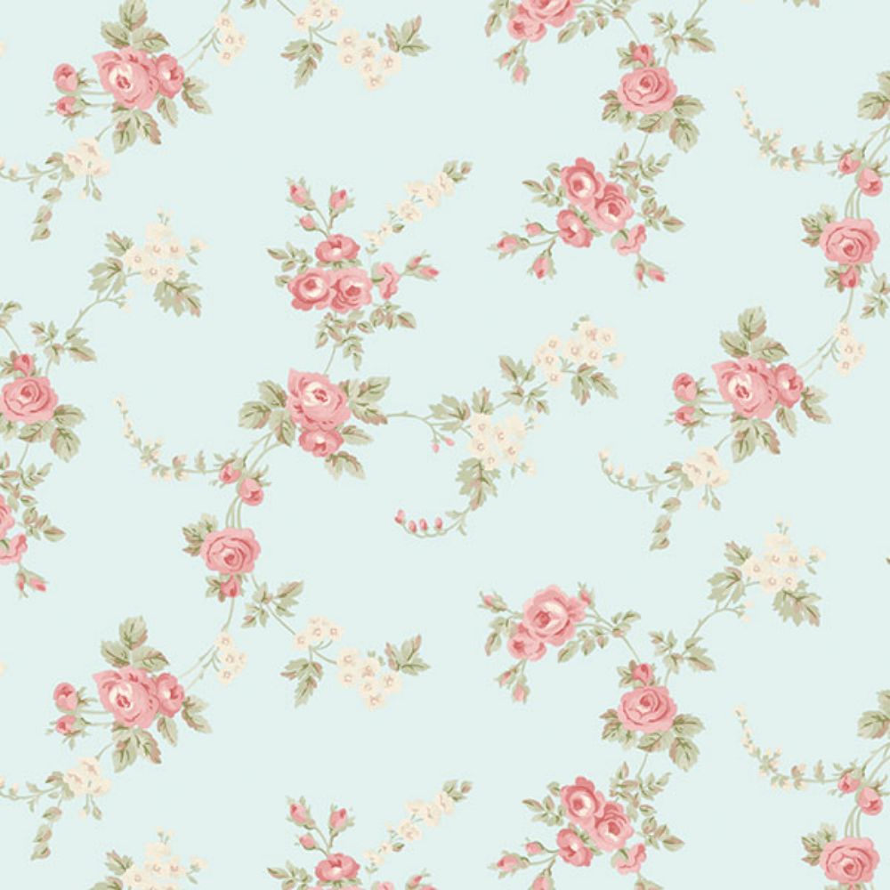 Patton Wallcoverings AB27659 Flourish (Abby Rose 4) Chic Rose Wallpaper in Turquoise, Rose, Red & Green